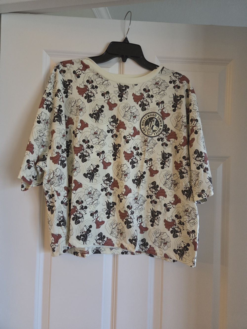 Mickey Minnie Hollywood Tower Hotel Tower Of Terror Disney Crop Top T-Shirt L
